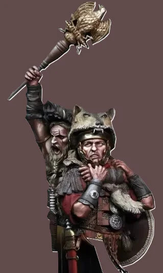 1/10 Warrior with Beast, Resin Model Figure Kit, Fantasy Theme, Unassembled and Unpainted
