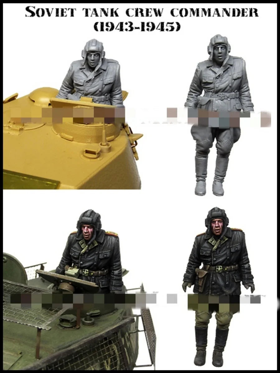 1/35 WWII Soviet Tank Commander in Tanker Headgear, Resin Model Figure Kit, Unassembled and Unpainted