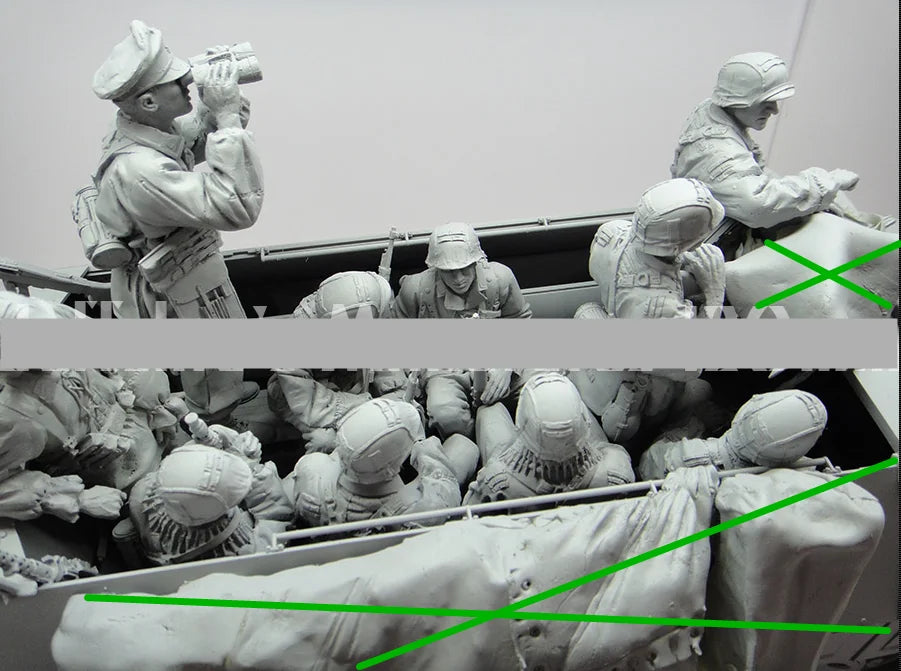 1/16 WWII German Infantry Officer Heads, 10 Figures, Resin Model Figure Kit, Unassembled and Unpainted