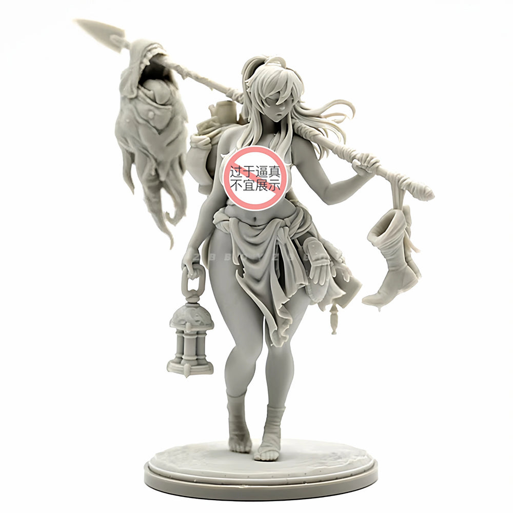 75mm Female Fantasy Warrior with Axe, Resin Model Figure Kit, Fantasy Theme, Unassembled and Unpainted