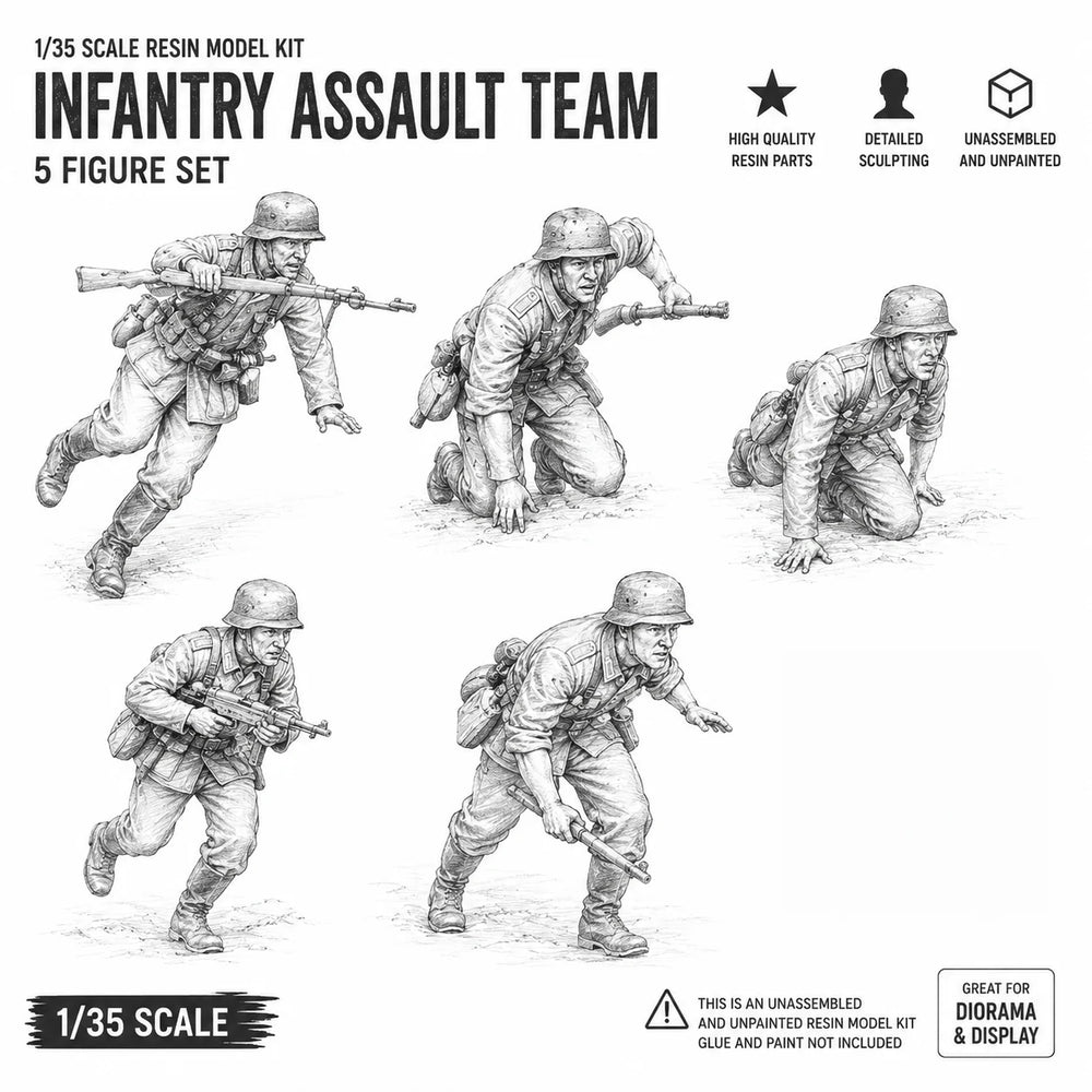 1/35 Modern Infantry Assault Squad, 5 Figures, Resin Model Figure Kit, Unassembled and Unpainted