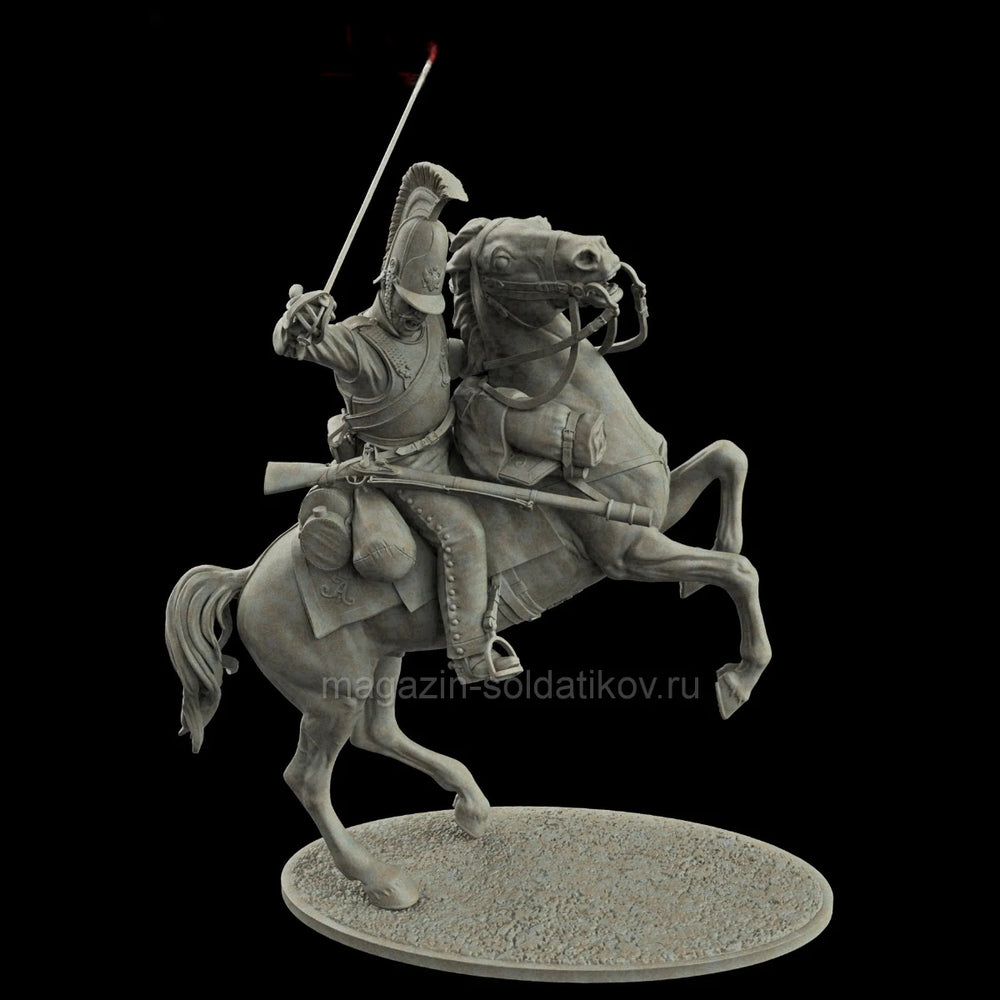 75mm Napoleonic Russian Cuirassier Cavalry, Resin Model Figure Kit, Unassembled and Unpainted
