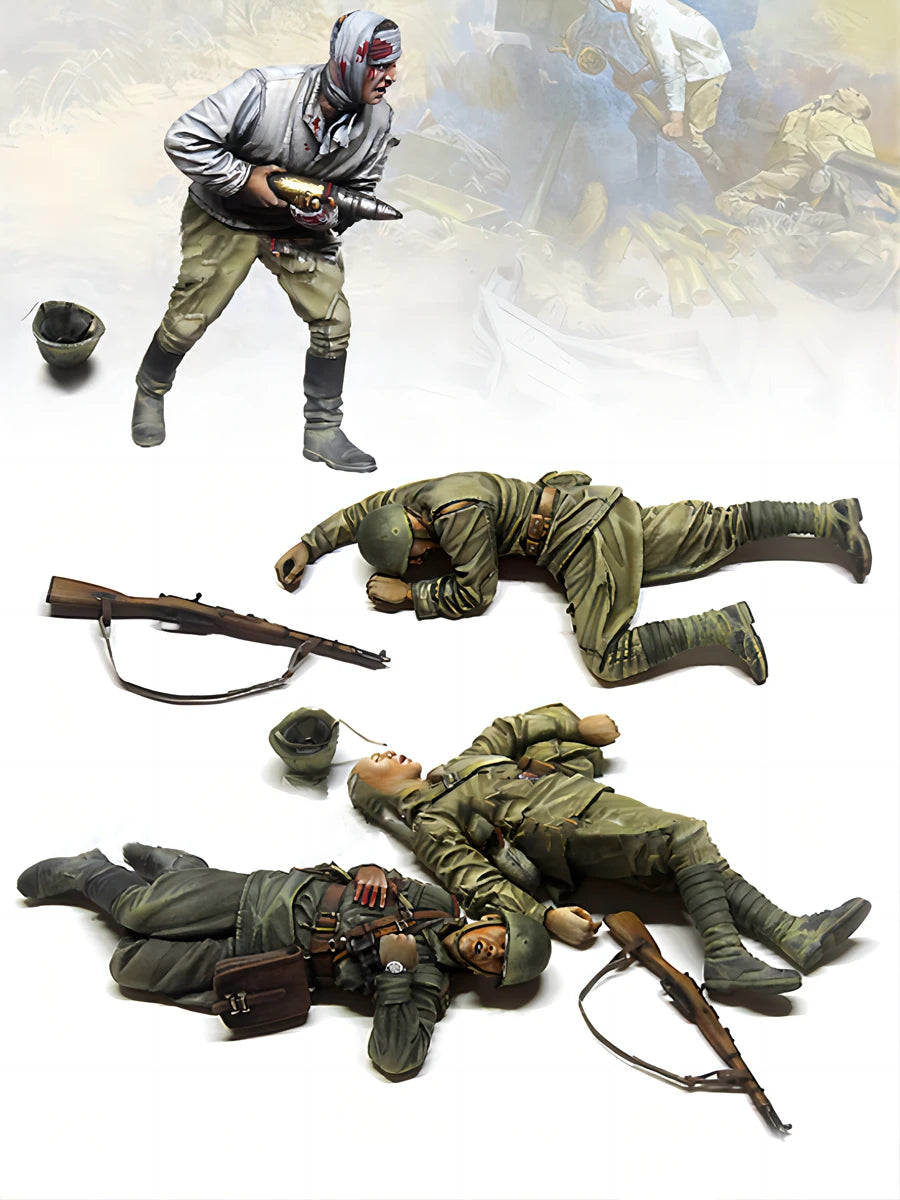1/35 WWII American Machine Gun Squad, 4 Figures, Resin Model Figure Kit, Unassembled and Unpainted