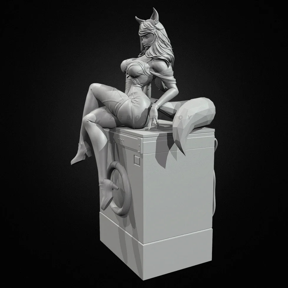 75mm Female Fox-Eared Humanoid, Resin Model Figure Kit, Anime Theme, Unassembled and Unpainted