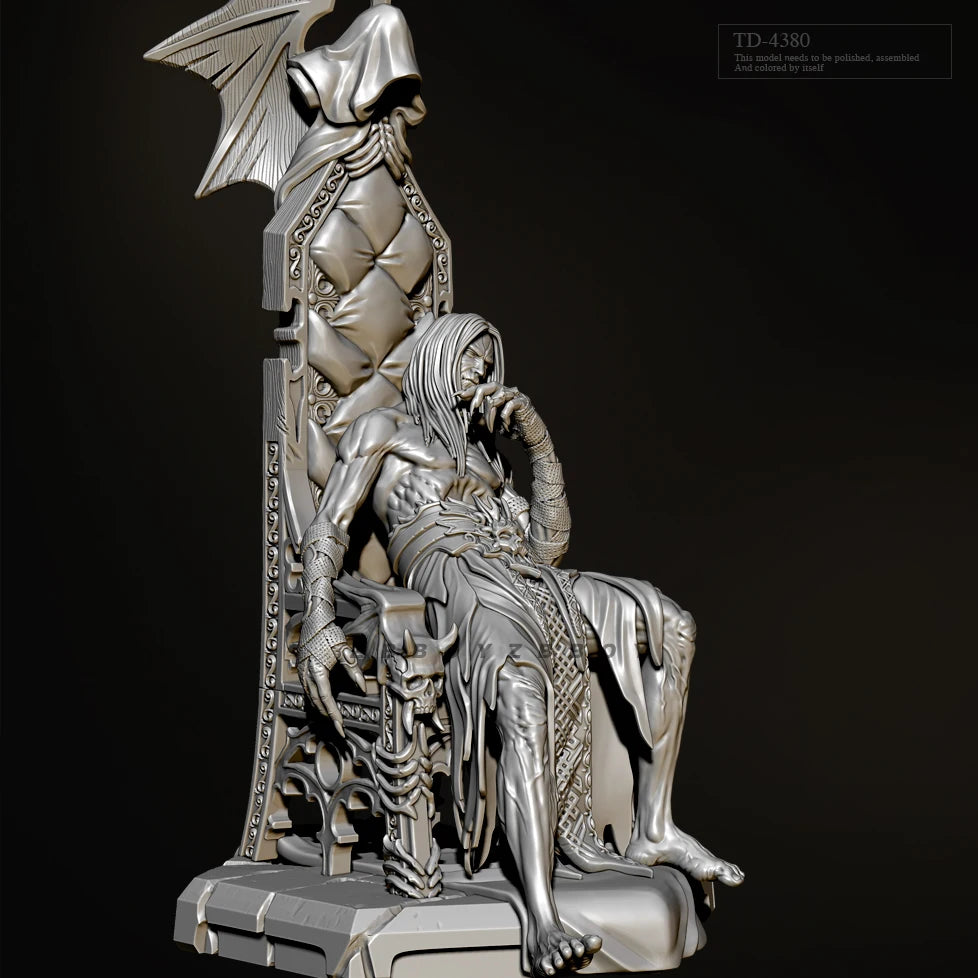 75mm Female with Winged Throne, Resin Model Figure Kit, Fantasy Theme, Unassembled and Unpainted