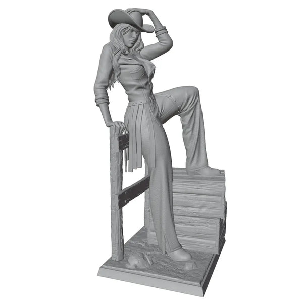 75mm Western Cowboy Girl, Resin Model Figure Kit, Anime Theme, Unassembled and Unpainted