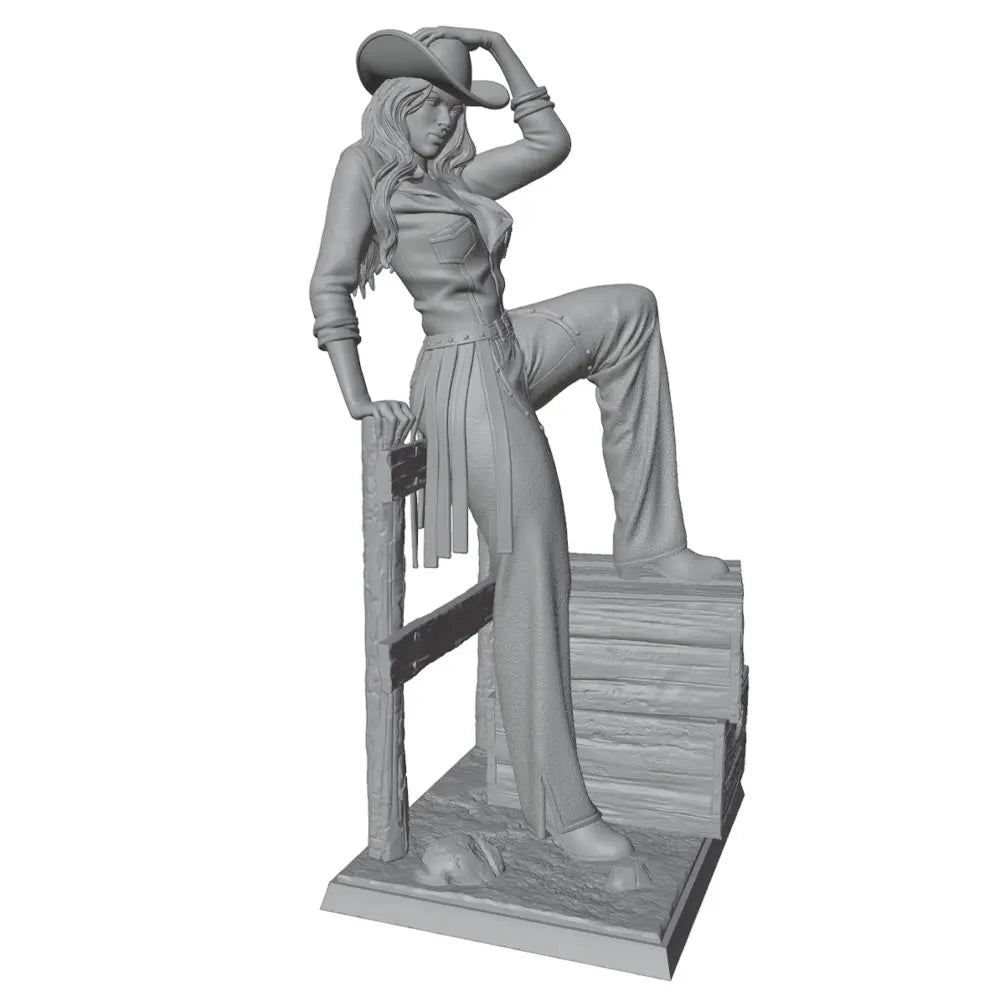 75mm Western Cowboy Girl, Resin Model Figure Kit, Anime Theme, Unassembled and Unpainted