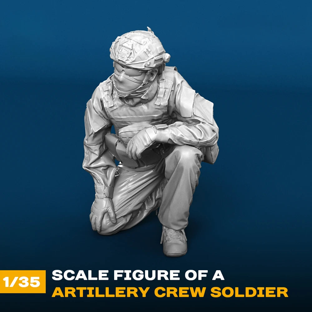 1/35 Modern Artillery Crew Soldier, Resin Model Figure Kit, Unassembled and Unpainted