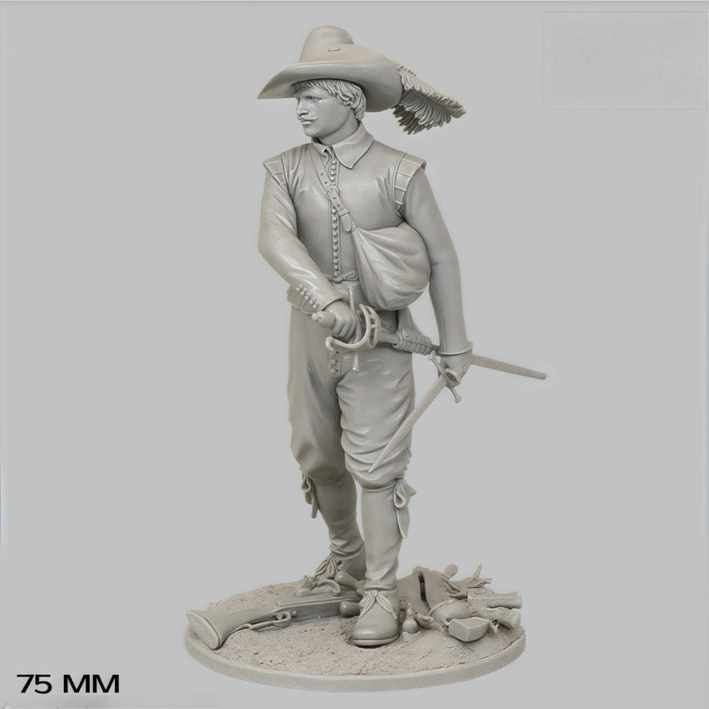 75mm Napoleonic French Officer with Sabre, Resin Model Figure Kit, Unassembled and Unpainted