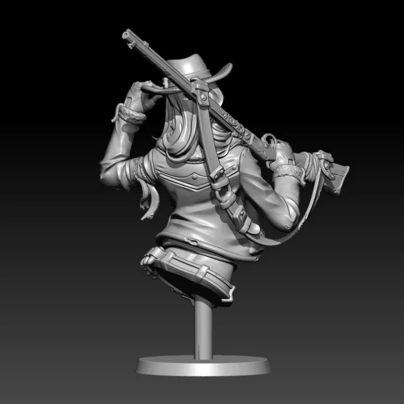 60mm Pirate Swashbuckler Adjusting Tricorn Hat, Resin Model Bust Kit, Fantasy Theme, Unassembled and Unpainted