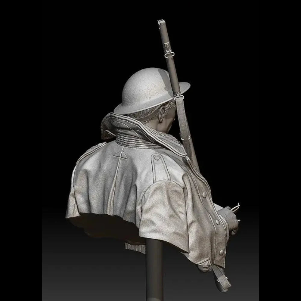 1/10 WWI British Infantryman with Rifle, Resin Model Bust Kit, Unassembled and Unpainted