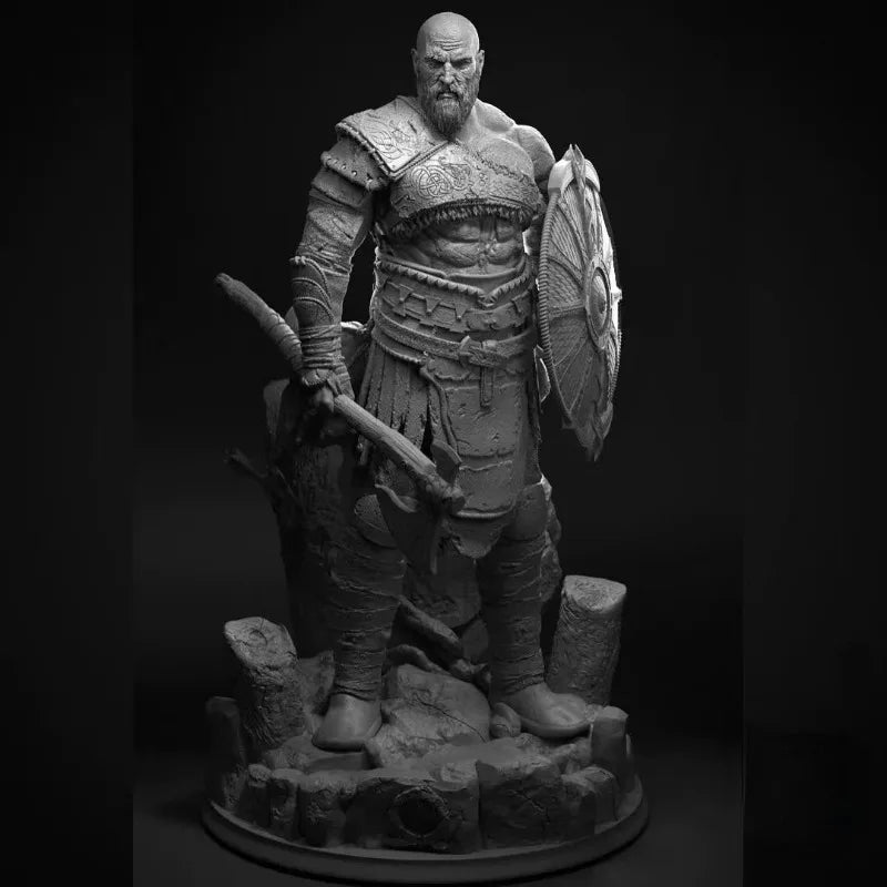 1/24 Medieval Scarred Viking Shieldman with Bearded Axe, Resin Model Figure Kit, Unassembled and Unpainted