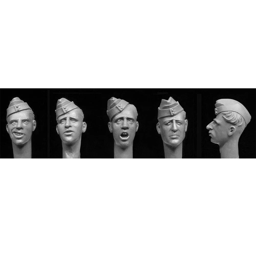 1/35 WWII British Infantry Heads with Varied Expressions, 5 Figures, Resin Model Figure Kit, Unassembled and Unpainted