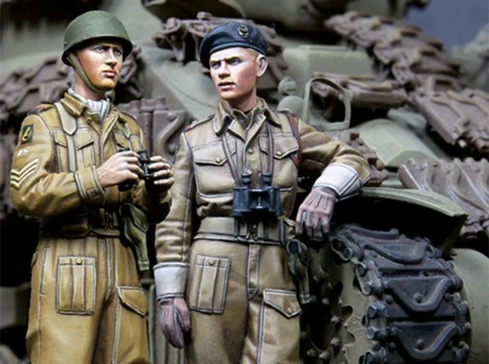 1/35 WWII British Combat Soldiers, 3 Figures, Resin Model Figure Kit, Unassembled and Unpainted