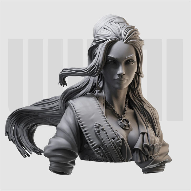 1/10 Medieval Barbarian Woman with Braided Hair and Scaled Armor, Resin Model Bust Kit, Unassembled and Unpainted