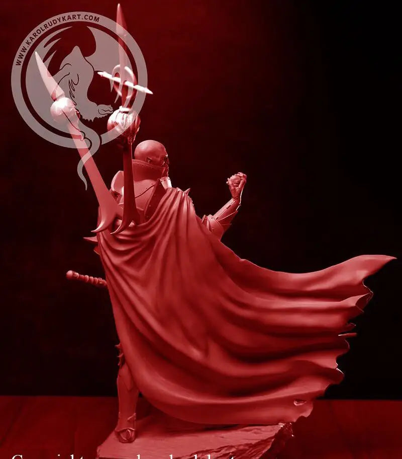 1/24 Armored Knight with Flowing Cape Dual Swords, Resin Model Figure Kit, Fantasy Theme, Unassembled and Unpainted