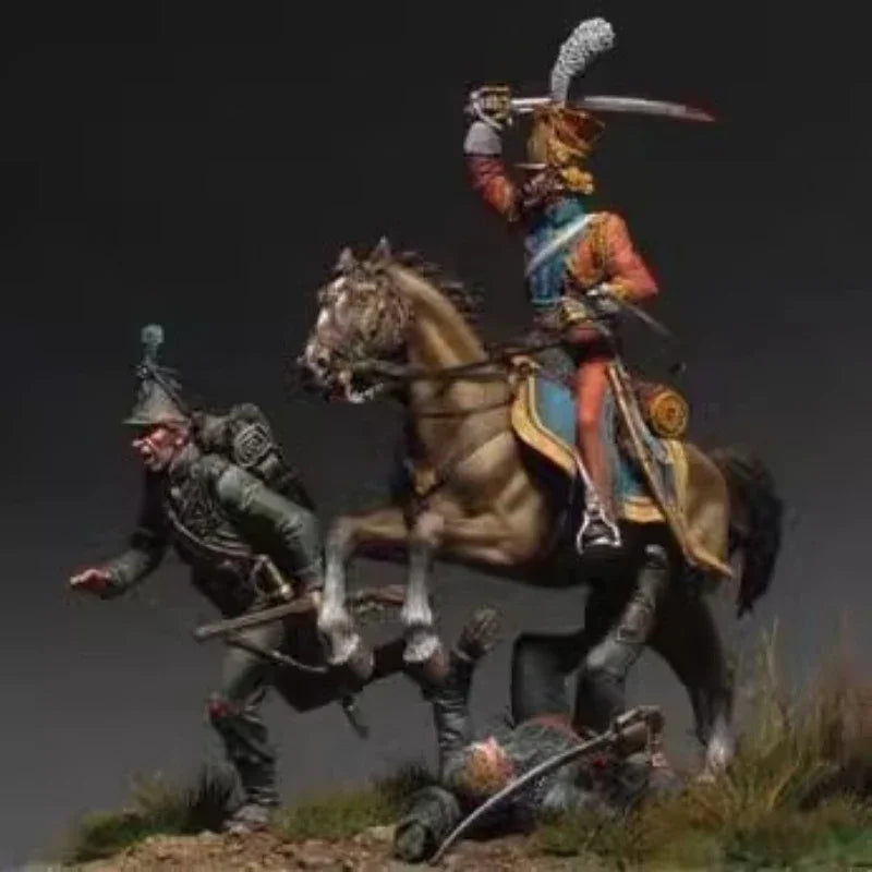 60mm Napoleonic Cavalry Soldiers, 3 Figures, Resin Model Figure Kit, Unassembled and Unpainted