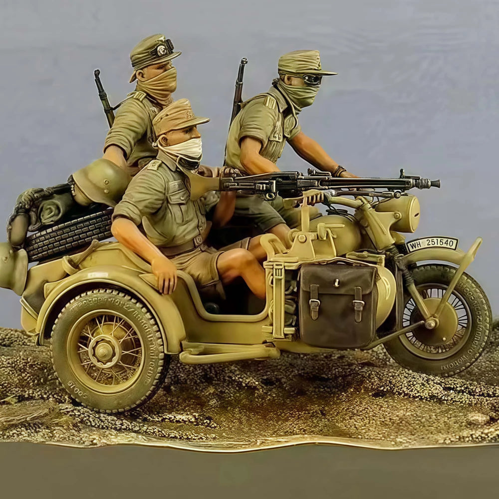 1/35 WWII German Motorcycle Squad, 6 Figures, Resin Model Figure Kit, Unassembled and Unpainted