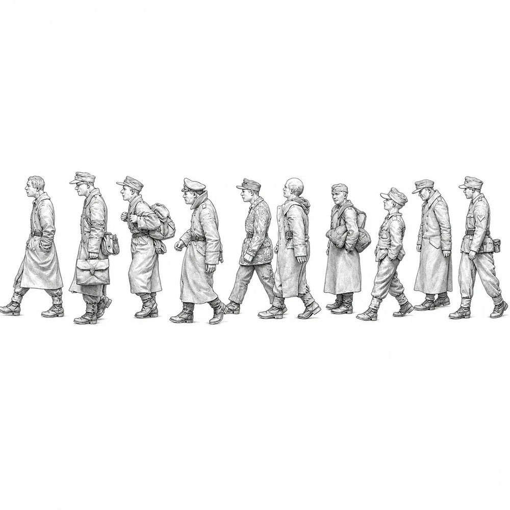 1/35 WWII Military & Civilian, 10 Figures, Resin Model Figure Kit, Unassembled and Unpainted