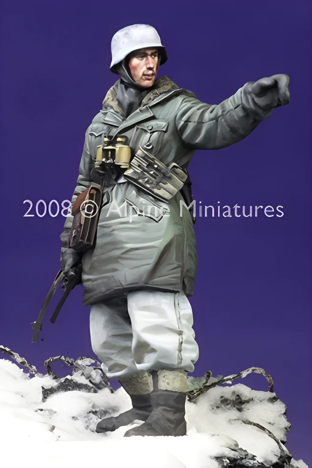 1/35 WWII German Winter Infantry with Motorcycle Team, 6 Figures, Resin Model Figure Kit, Unassembled and Unpainted