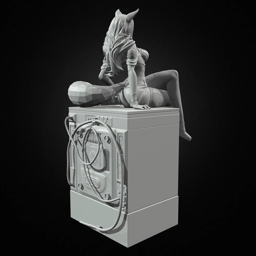 75mm Female Fox-Eared Humanoid, Resin Model Figure Kit, Anime Theme, Unassembled and Unpainted