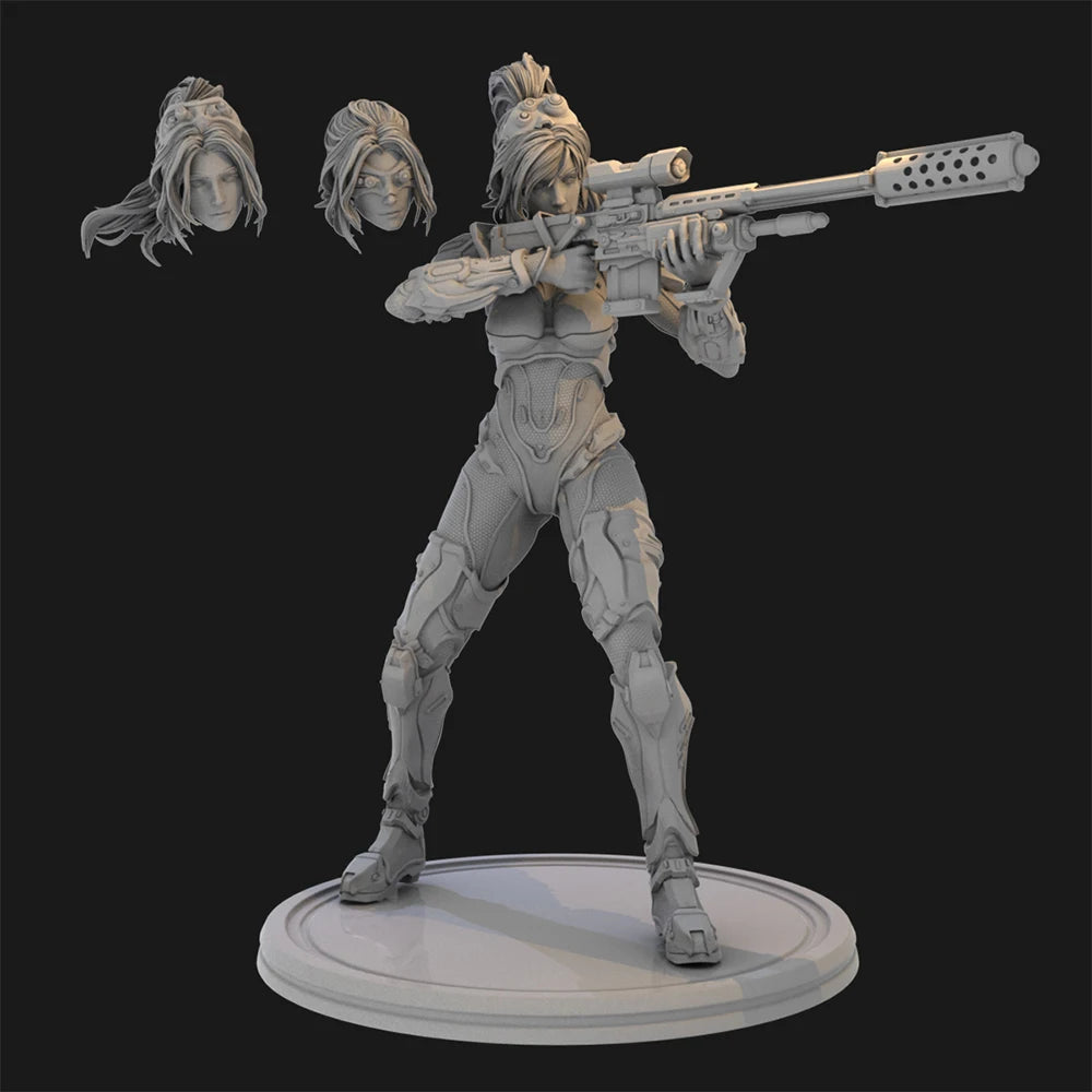 1/24 Gunner with Rifle and Goggles, Resin Model Figure Kit, Sci-Fi Theme, Unassembled and Unpainted