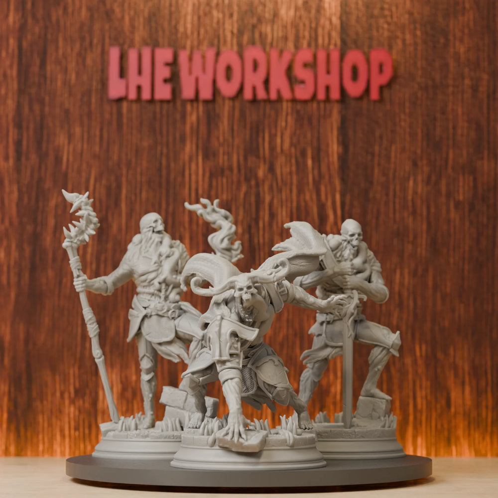 28mm Undead Skeleton Warriors, 3 Figures, Resin Model Figure Kit, Fantasy Theme, Unassembled and Unpainted