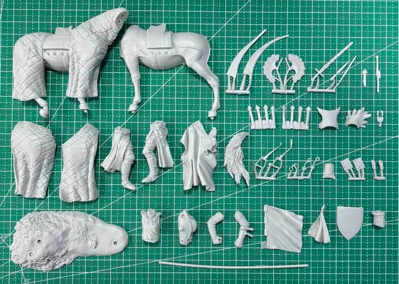 75mm Medieval Mounted Knight, 2 Figures, Resin Model Figure Kit, Unassembled and Unpainted