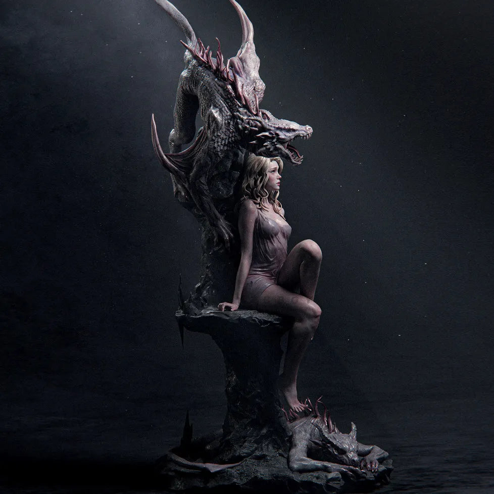 90mm Female Demon Dragon, Resin Model Figure Kit, Fantasy Theme, Unassembled and Unpainted
