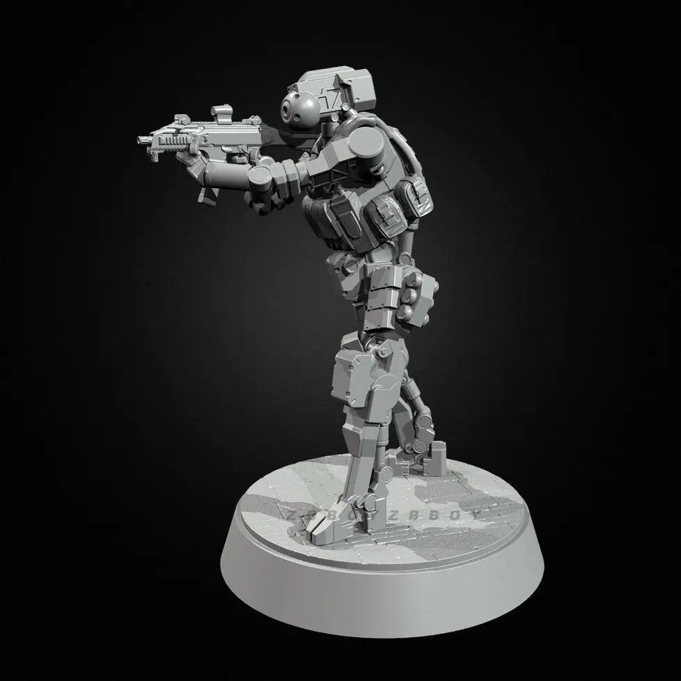 50mm Modern Robot Warrior, 3 Figures, Resin Model Figure Kit, Unassembled and Unpainted