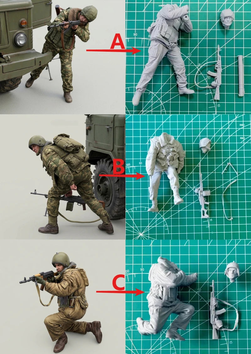 1/16 Modern Russian Interior Troops with Tactical Body Armor, 11 Figures, Resin Model Figure Kit, Unassembled and Unpainted