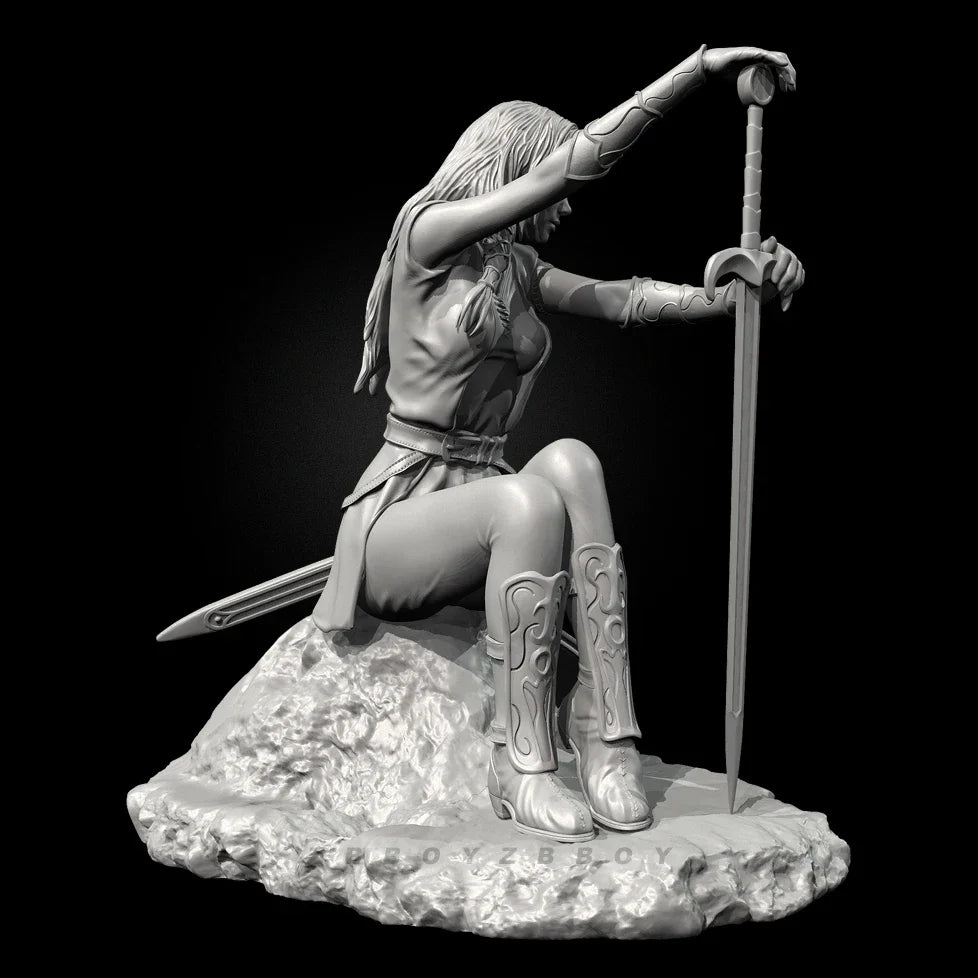 40mm Female Warriors, 5 Figures, Resin Model Figure Kit, Fantasy Theme, Unassembled and Unpainted