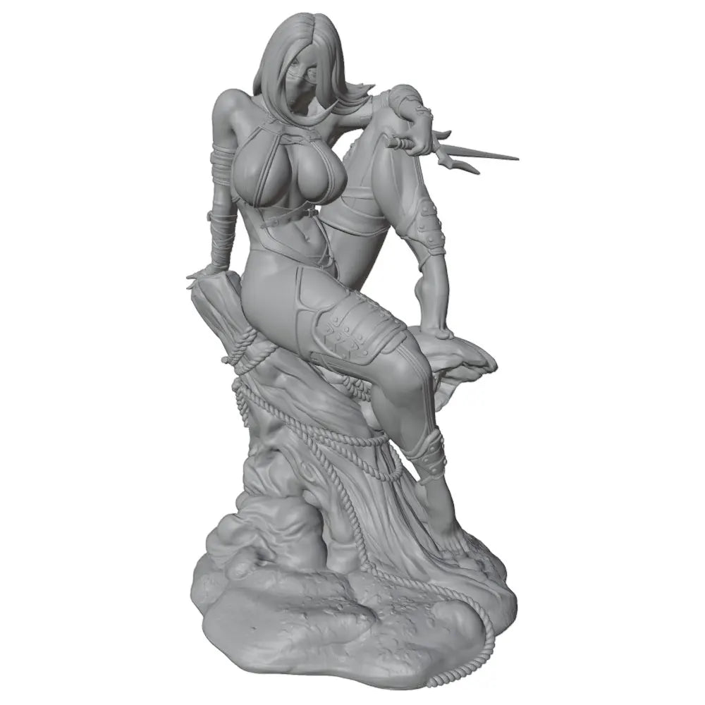 1/24 Female Spear Warriors in Combat Poses, 4 Figures, Resin Model Figure Kit, Fantasy Theme, Unassembled and Unpainted