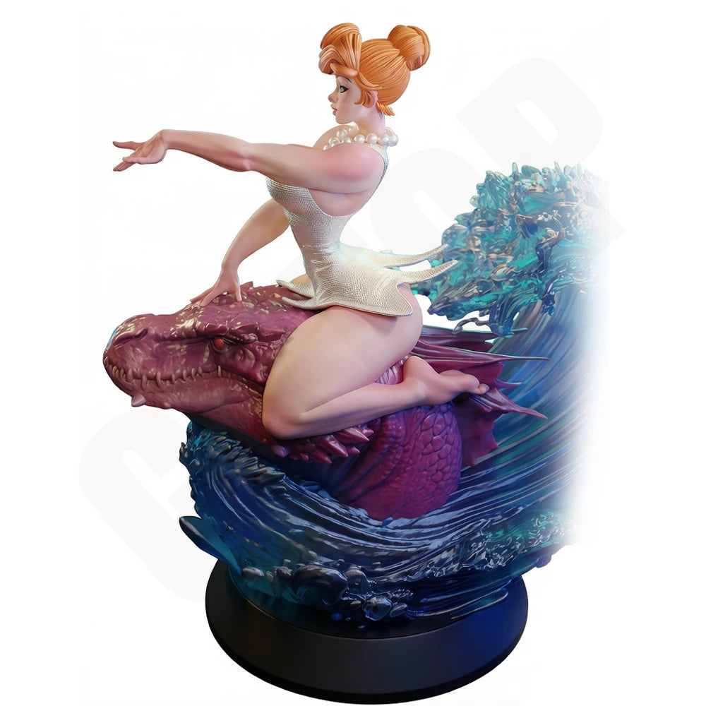 1/24 Woman Riding Crocodile, Resin Model Figure Kit, Unassembled and Unpainted