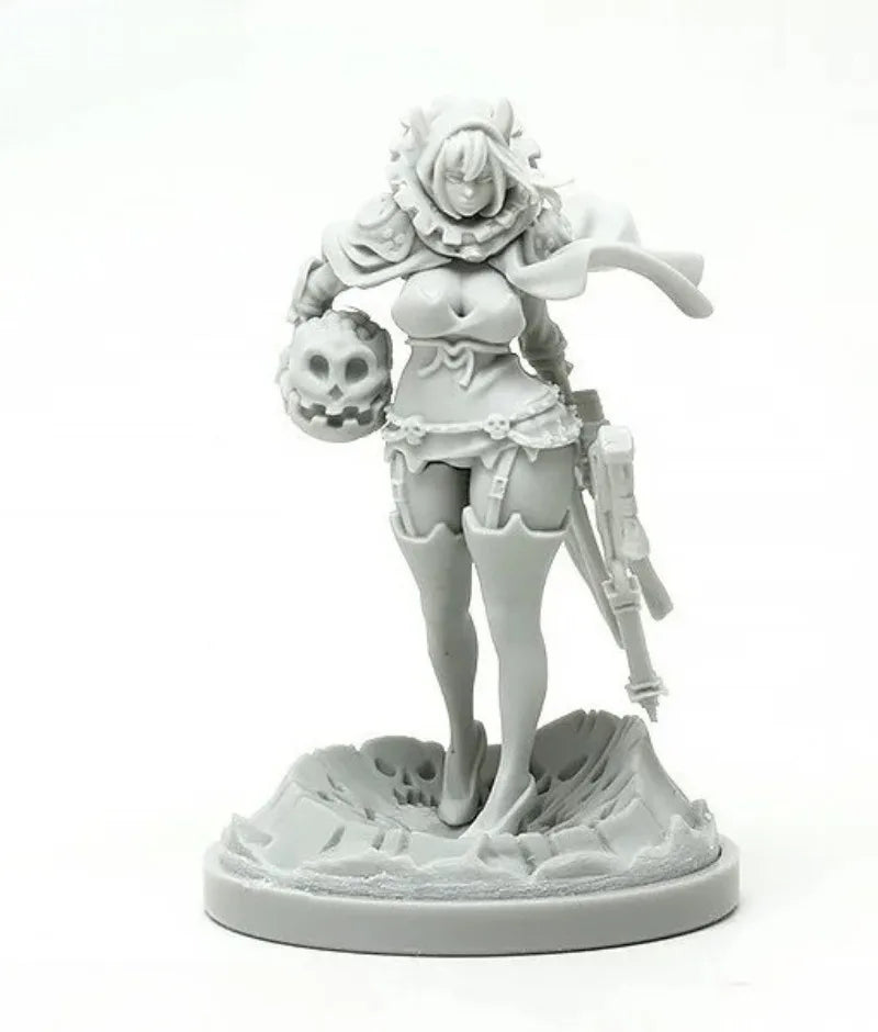 30mm Sorceress with Skull and Whip, Resin Model Figure Kit, Fantasy Theme, Unassembled and Unpainted