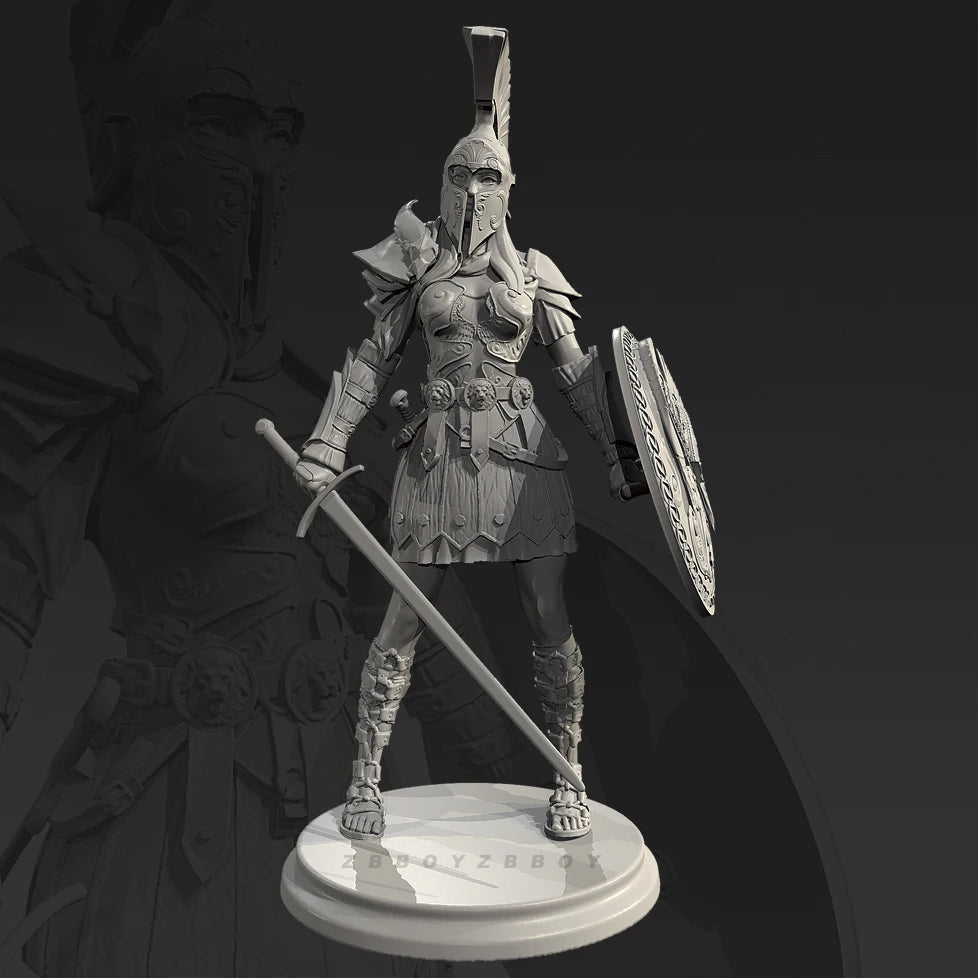 90mm Female Warrior, Resin Model Figure Kit, Fantasy Theme, Unassembled and Unpainted