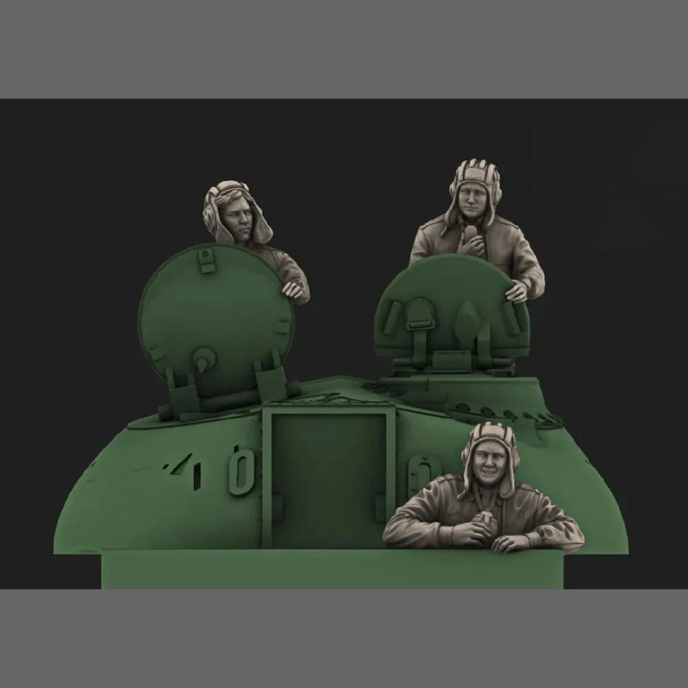1/35 Cold War Soviet Tank Crew at Battle Stations, 3 Figures, Resin Model Figure Kit, Unassembled and Unpainted