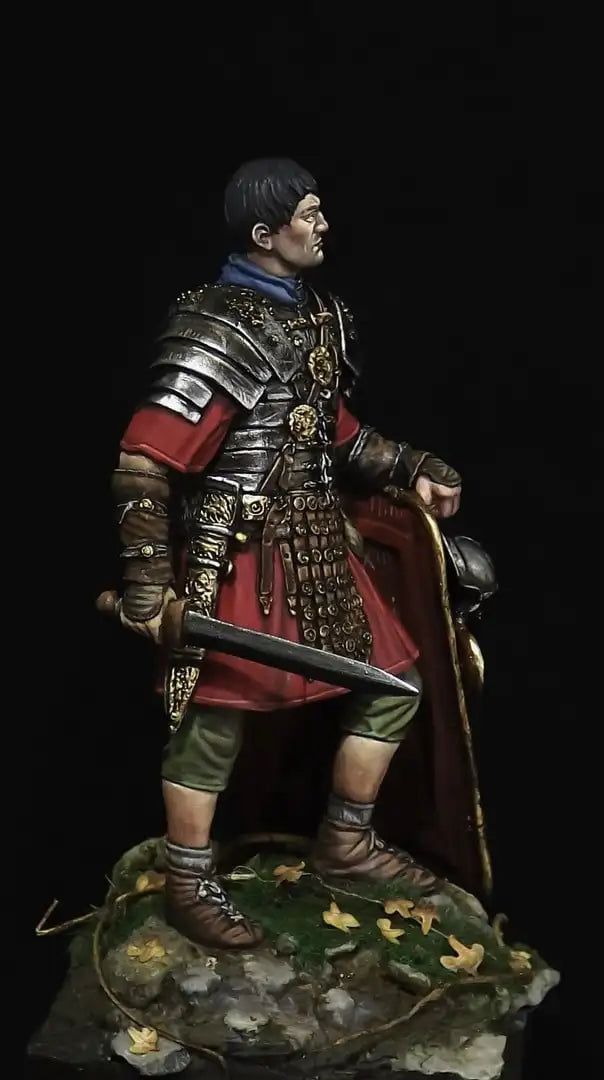 1/24 Medieval Knight in Ornate Gold Armor and Red Surcoat, Resin Model Figure Kit, Unassembled and Unpainted