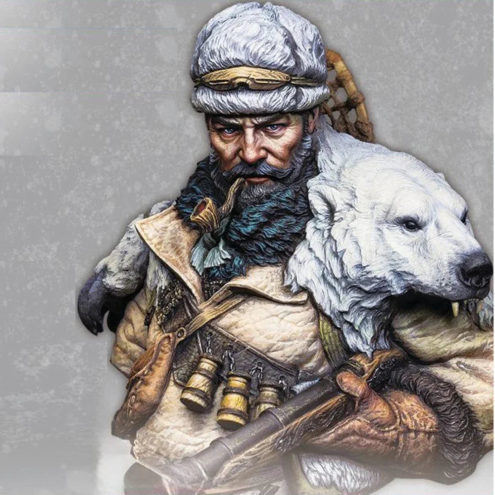 1/10 Ancient Warrior with Wolf Companion, Resin Model Bust Kit, Unassembled and Unpainted