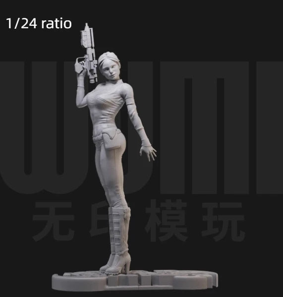 1/24 Female Commando with Pulse Rifle, Resin Model Figure Kit, Sci-Fi Theme, Unassembled and Unpainted