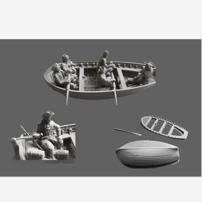 1/72 18th Century Sailing Ship Crew, 5 Figures, Resin Model Ship Kit, Military Theme, Unassembled and Unpainted