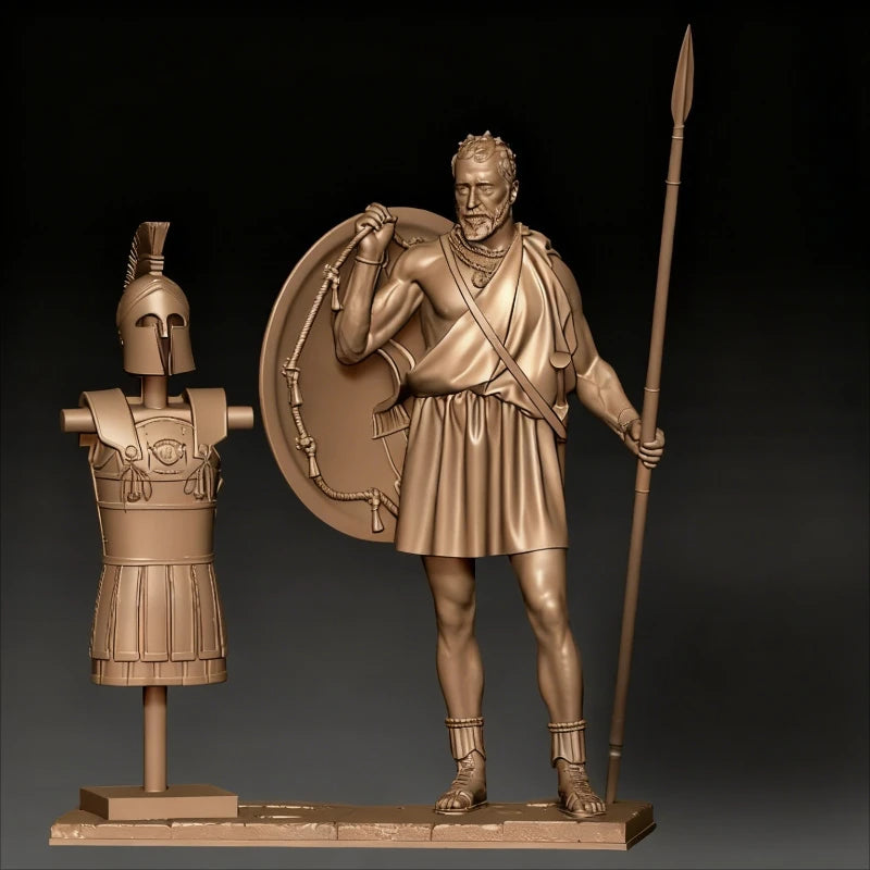 75mm Ancient Greek Hoplite with Corinthian Helmet, Resin Model Figure Kit, Unassembled and Unpainted