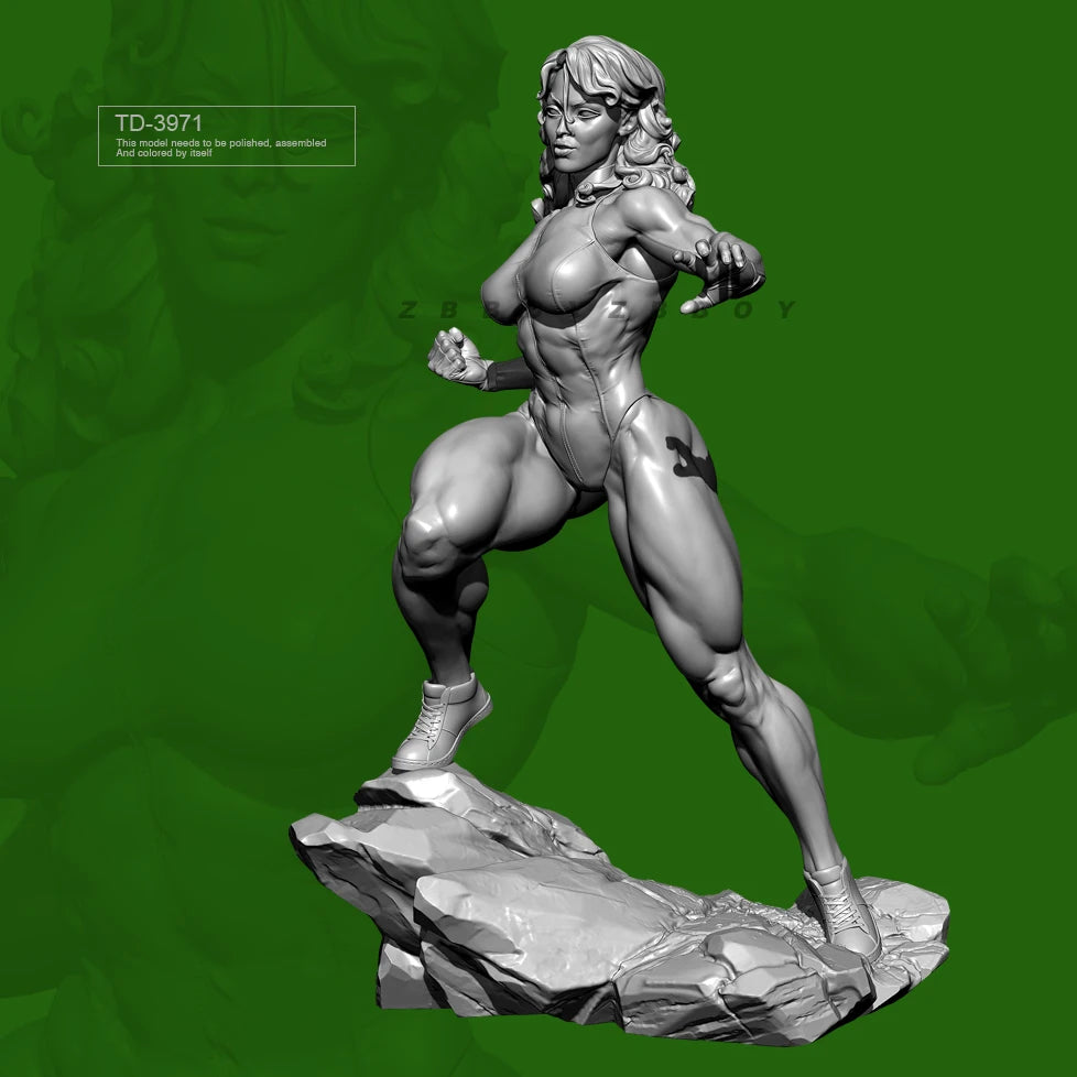 75mm Muscular Blonde Warrior in Power Stance, Resin Model Figure Kit, Fantasy Theme, Unassembled and Unpainted