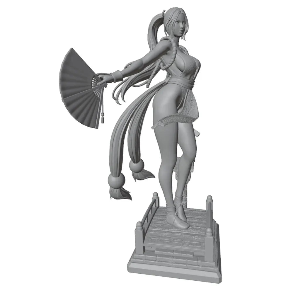 75mm Fantasy Pinup with Fan, Resin Model Figure Kit, Unassembled and Unpainted