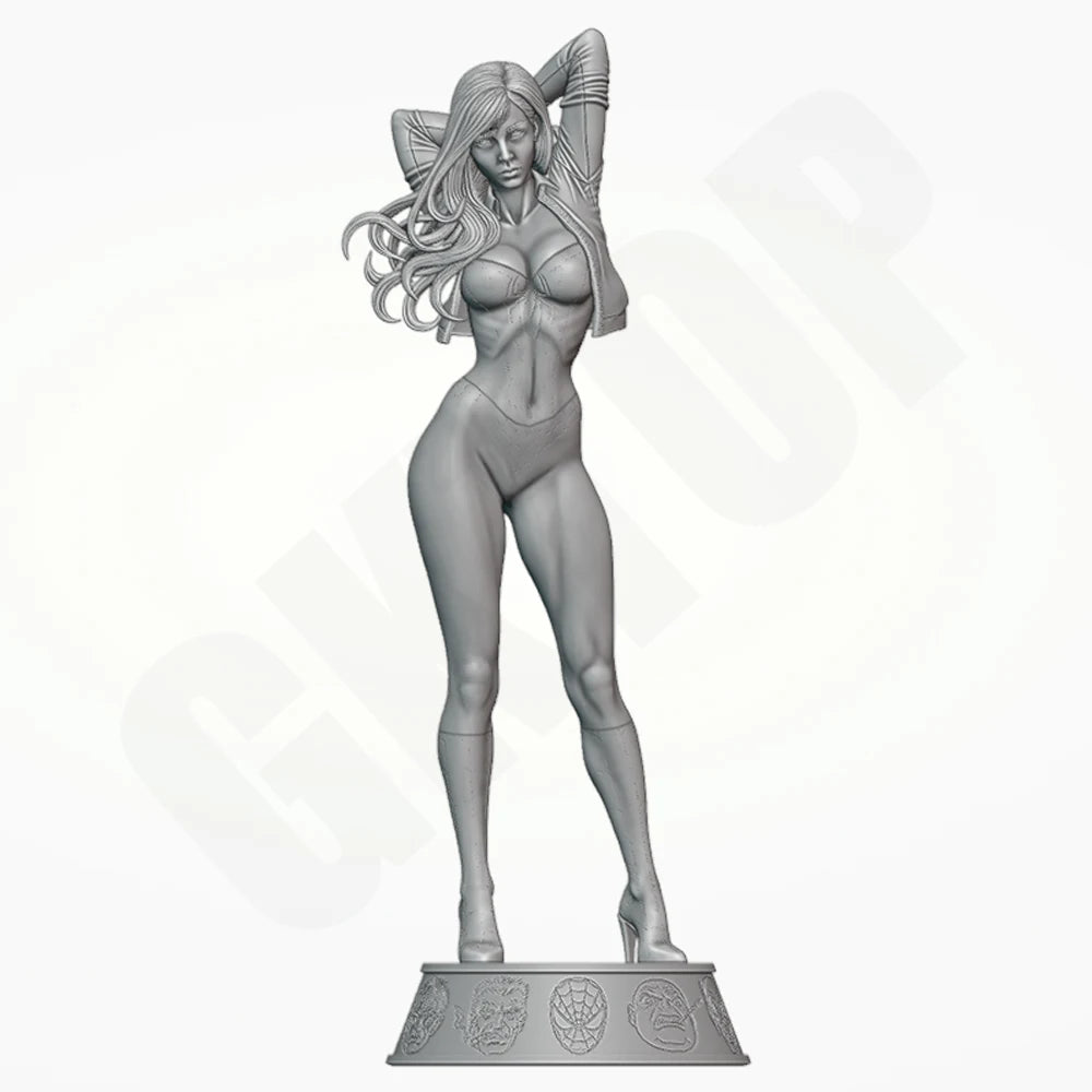 1/24 Spider-Themed Female Pinup, Resin Model Figure Kit, Unassembled and Unpainted