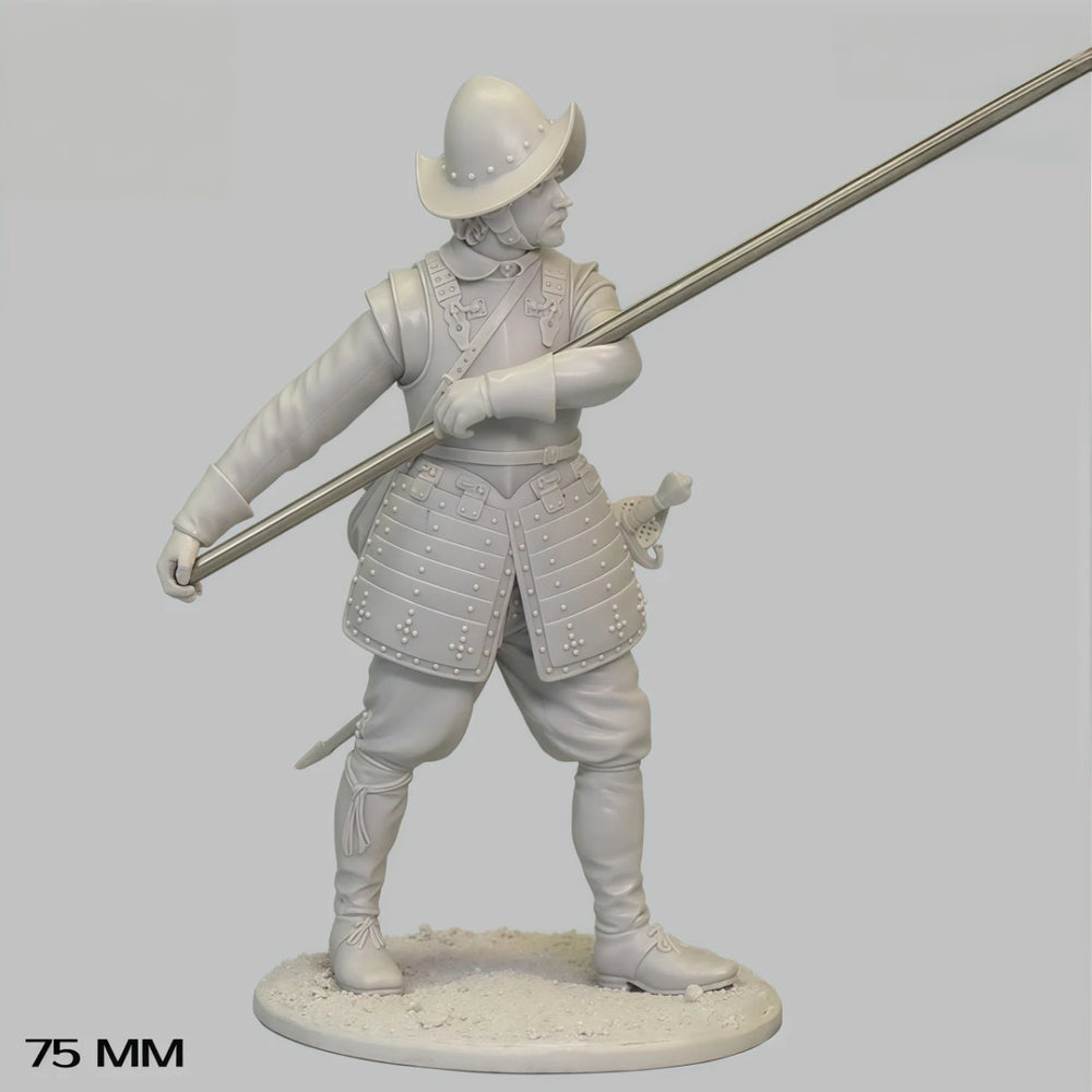 75mm 17th Century European Pikeman, Resin Model Figure Kit, Military Theme, Unassembled and Unpainted