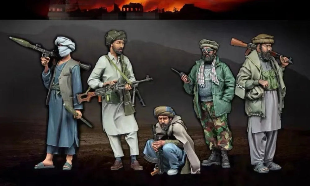 1/35 Modern Afghan Militia Soldiers, 5 Figures, Resin Model Figure Kit, Unassembled and Unpainted