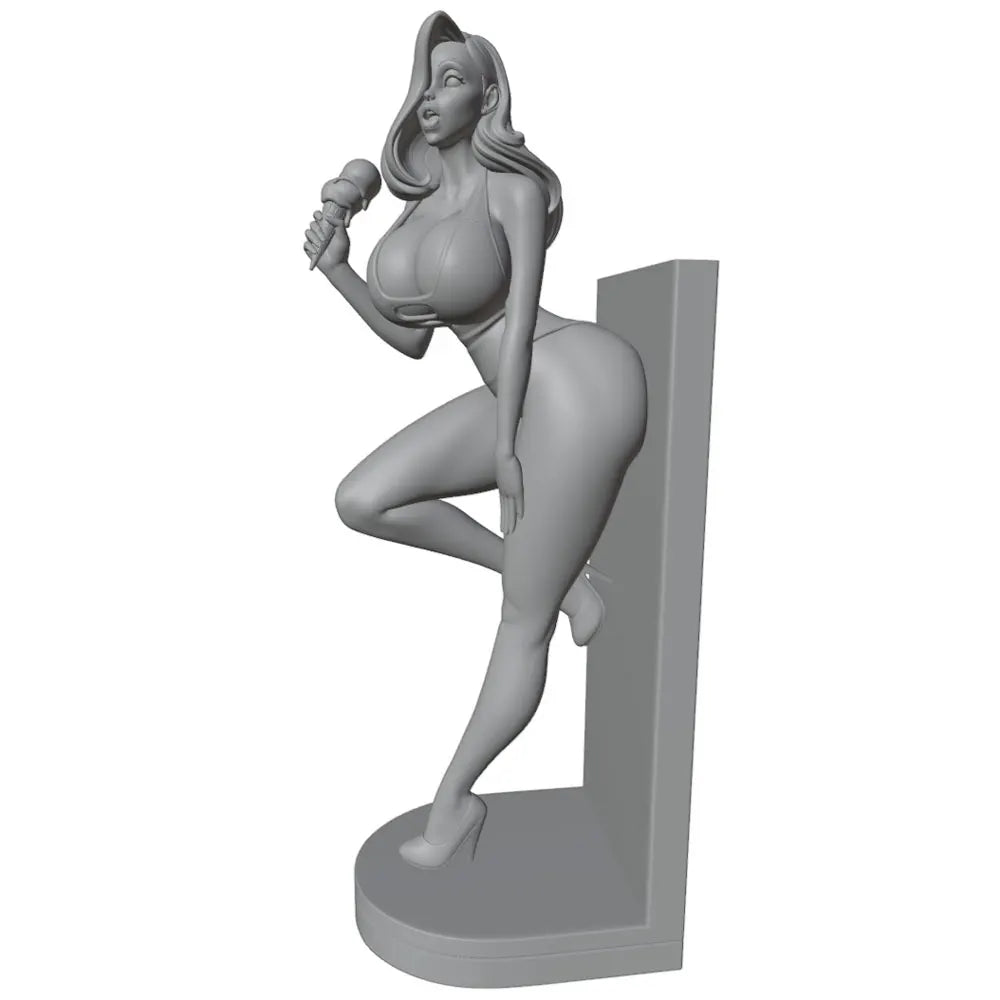 75mm Retro Pin-Up Leaning Against Wall, Resin Model Figure Kit, Unassembled and Unpainted