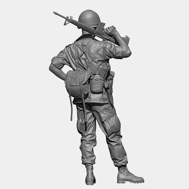 1/35 WWII US Infantryman Standing Alert with Rifle, Resin Model Figure Kit, Unassembled and Unpainted