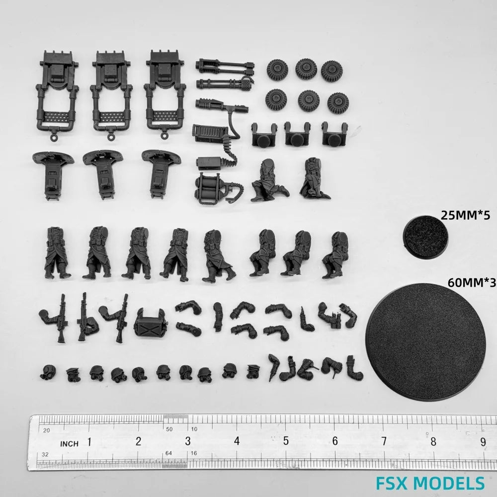 35mm Armored Infantry, 23 Figures, Resin Model Figure Kit, Fantasy Theme, Unassembled and Unpainted